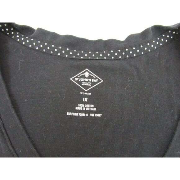 St John's Bay Plus Size 1X Tees Tops 1 Black 1 Beige Short Sleeve Lot of 2 EUC - Picture 6 of 12